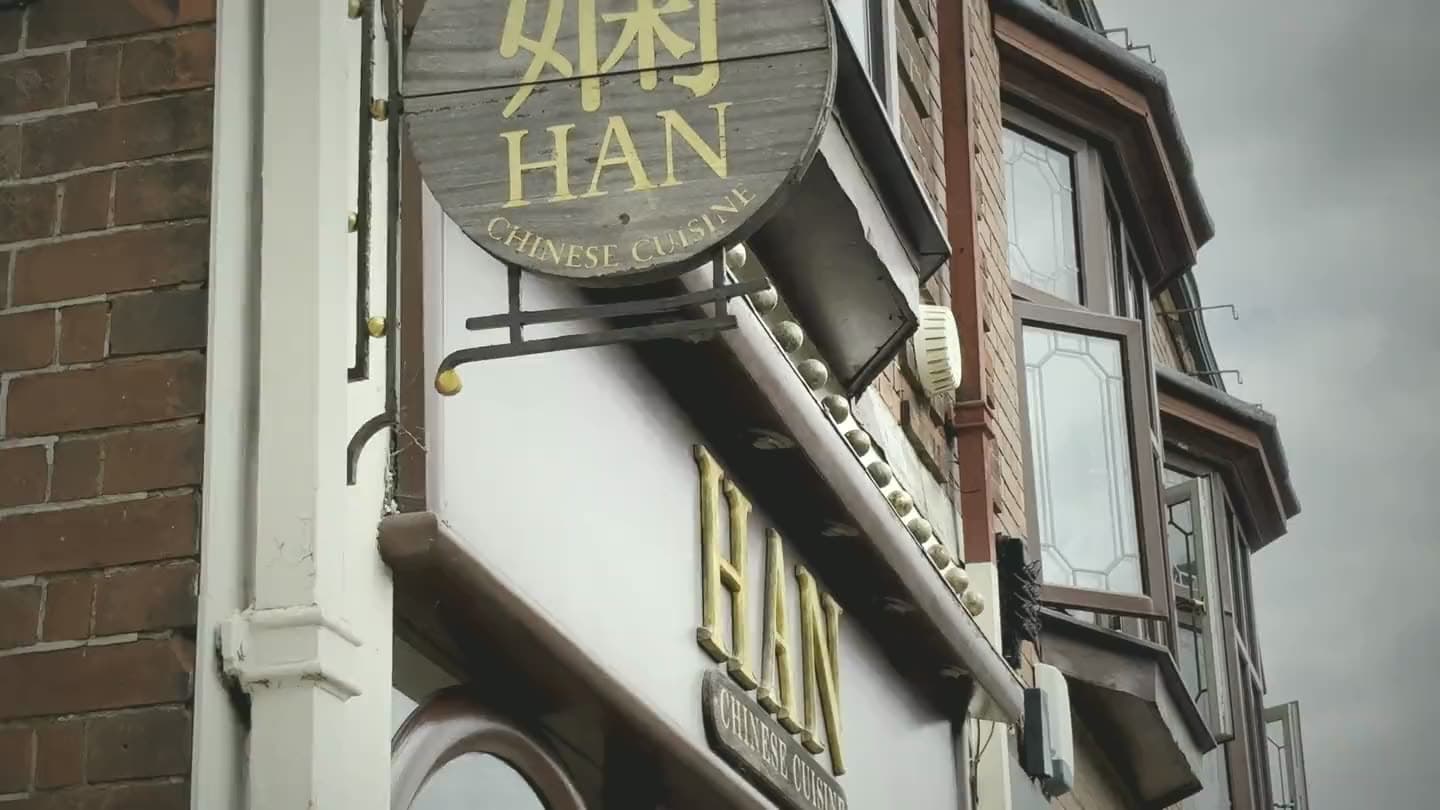 The Han Chinese Cuisine sign hanging above the door on St Mary's Road
